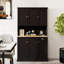 Armoire de rangement pour garde-manger de 71 po avec comptoir de four à micro-ondes, armoire de bahut autoportante avec tablettes réglables, 6 portes et 1 tiroir noir