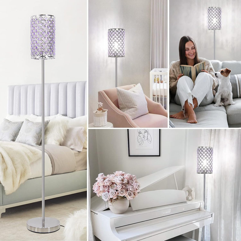Rephen Crystal Floor Lamp For Bedroom, Floor Lamp With On/Off Foot ...