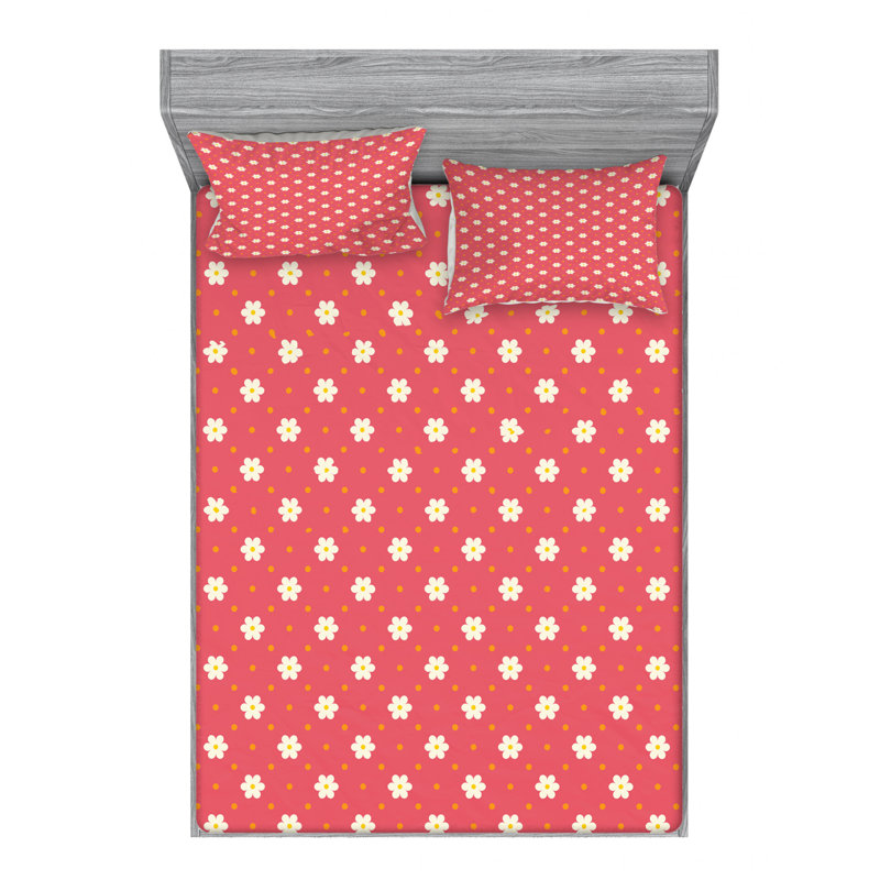 Microfiber Floral Sheet Set, Queen Sheet Set with Fitted Sheet