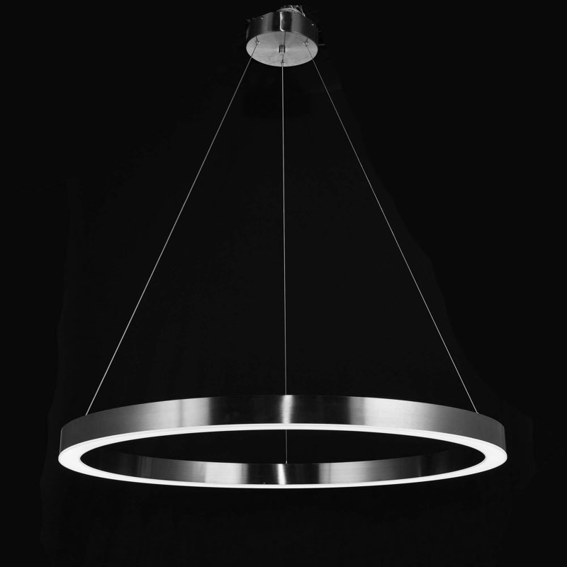 Lustre 20 lumières à del à roulettes de wagon unique Shivers, H 4 po x l 47 po x P 47 po, Nickel satiné