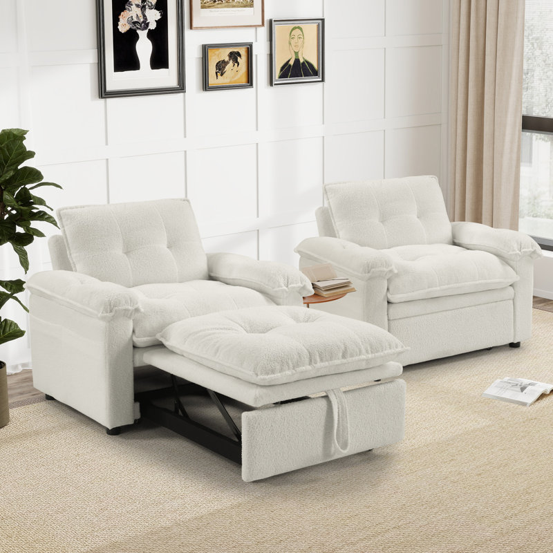 Ensemble de canapé-lit convertible 3-en-1 Buckley de 47,2 po Buckley (ensemble de 2), White