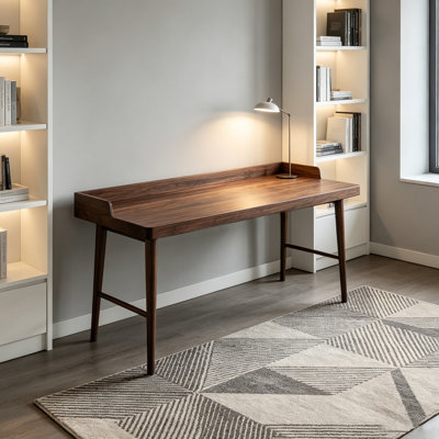 High-end dark brown walnut solid wood desk