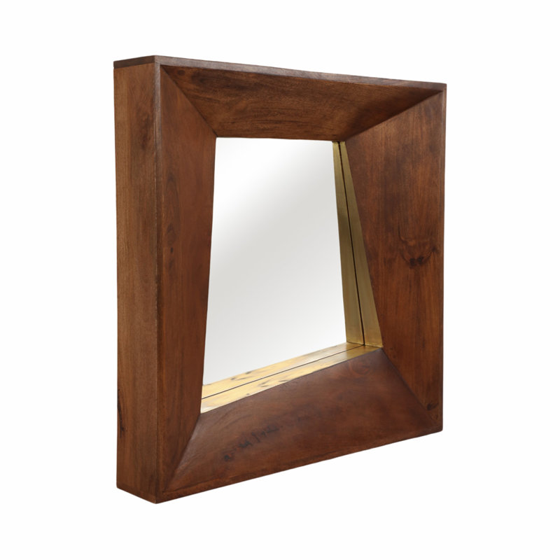 Miroir 36 po x 36 po en bois sculpté Hallox