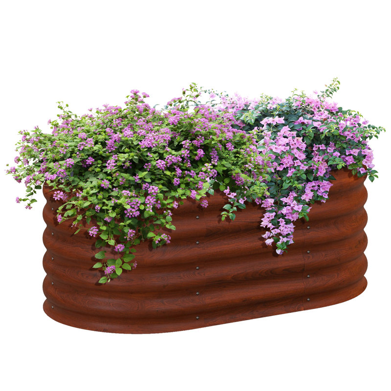 Boîte à fleurs d'extérieur en métal, H 16,5 po x l 41,25 po x P 23,5 po, Brun