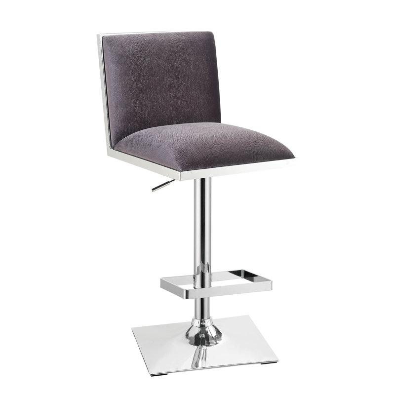 Ismed Swivel Upholstered Adjustable Height Counter Stool with Steel Frame, Gray