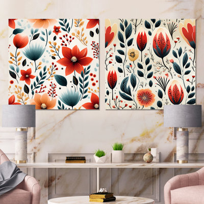 Harte - Art mural en métal floral, ensemble de 2 carrés