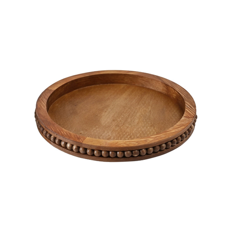 Round Wooden Bead Tray Available In 2 ColorsDecorative Wooden Serving Tray Ideal For Kitchen Countertops Fruit Displays And Home Decor