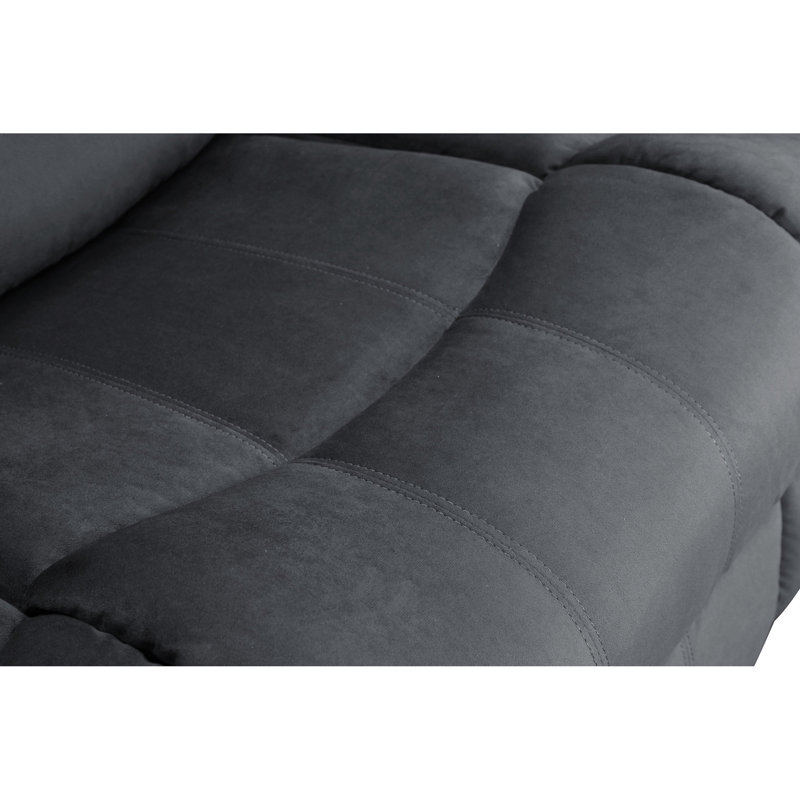 Fauteuil inclinable gris en tissu avec bois dur séché au four et base en acier inoxydable transitionnelle à ressorts, poids de 77,18 lb