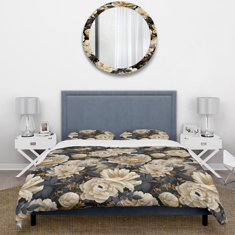 Magnifique ensemble de housse de couette Magnolia Blooms, Housse de couette pour grand lit et 2 taies décor