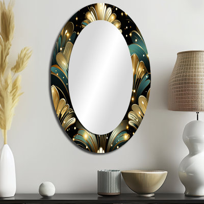 Miroir mural moderne ovale et riche en or riche et émeraude
