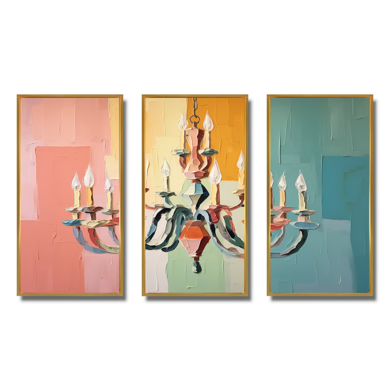 Lustre baroque Brilliance - lustre, art mural, Cadre flottant doré, H 28 po x l 36 po x P 1 po