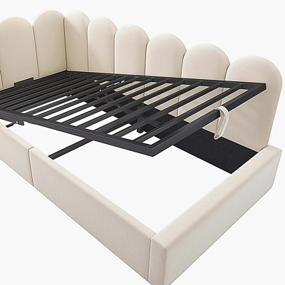 Upholstered Daybed Bed With Storage, Twin Size Single Sofa Bed, Daybed With Hydraulic Storage Bed Frame and Metal Slatted Frame