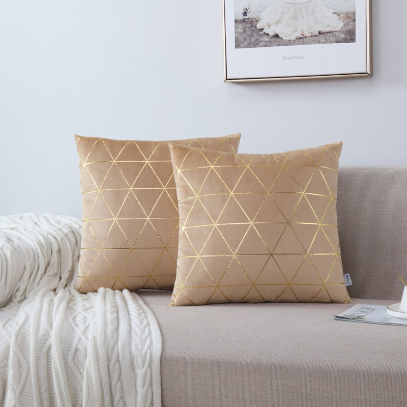 Housse de coussin Bryun, 20 po x 20 po, Géométrique beige
