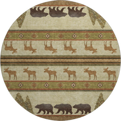 Premium Machine Washable Henrikh AMF141 Brown Rug