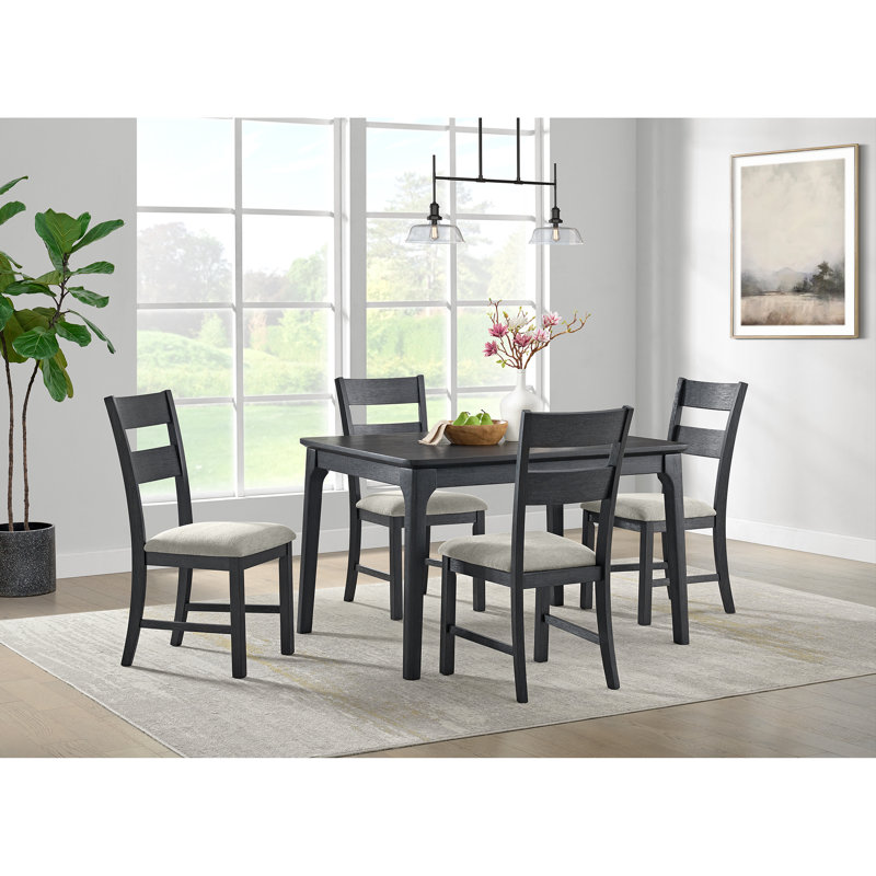  Ensemble repas 5 pièces avec table et 4 chaises noires Mendoza