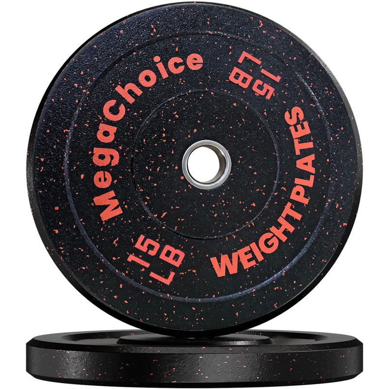 15 lb Olympic Weight Plates Pair, Rubber-Coated Cast Iron, 2-Inch Centre Hole, for Home Gym Strength Training
