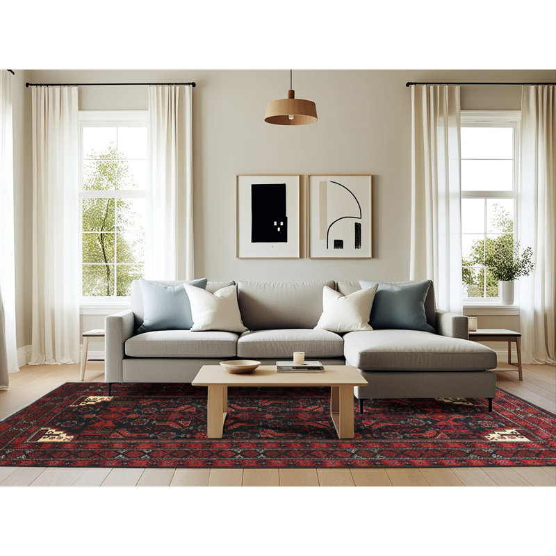 Tapis rouge à motif sud-ouest, Rectangle 6 pi x 9 pi