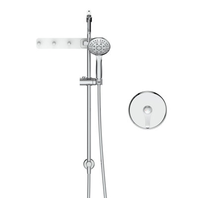 Robinet de douche mural pour salle de bain GT, barre murale fixe avec crochets, robinet à réglage de la hauteur, ensemble de garniture avec valve brute, chrome