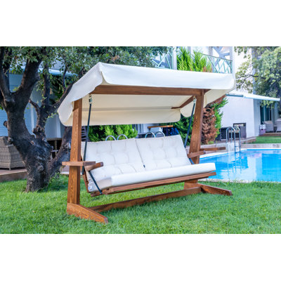 Devaya Solid Wood Porch Swing with Stand