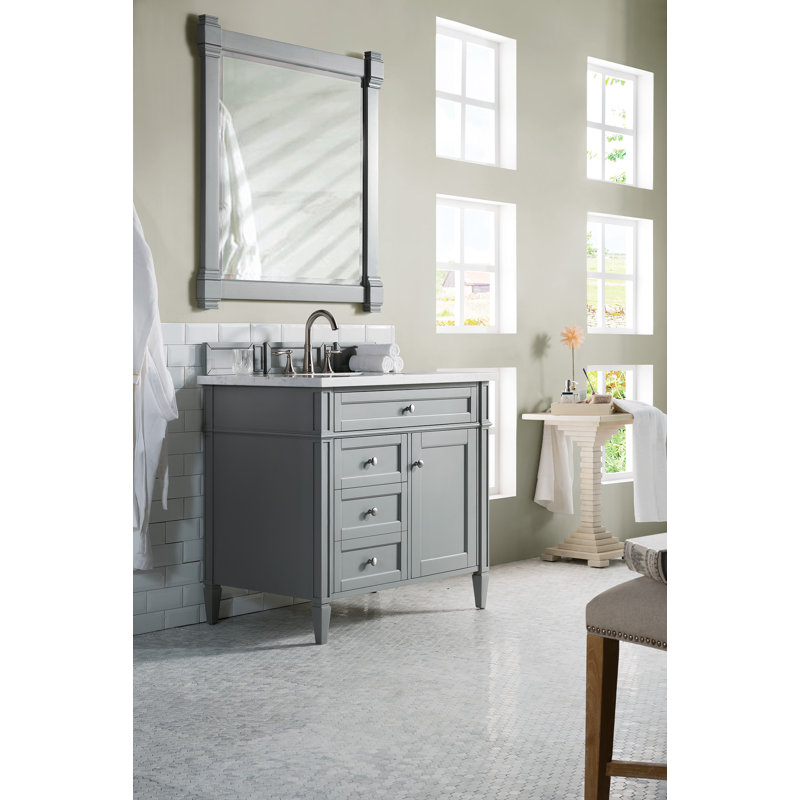 Brittany 36'' W Single Vanity, Urban Gray, Carrara White, 8" Widespread