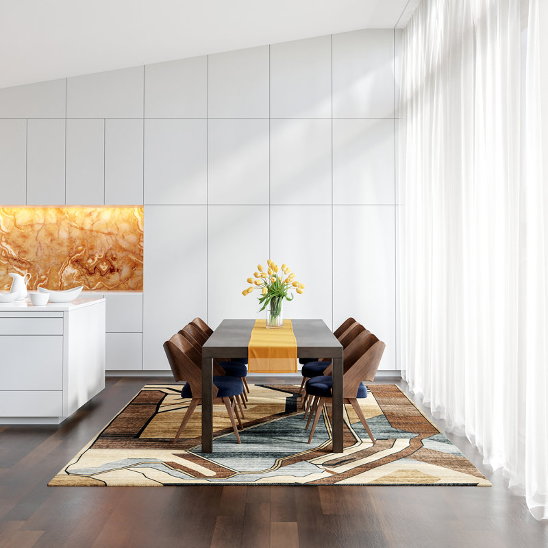 Abstract Earth Tones Tufted Wool 9' x 12' Rug