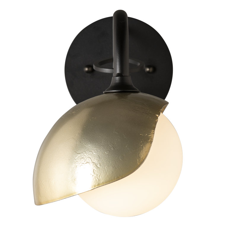 Brooklyn 1 - Light Hardwired Armed Sconce, Black, Modern Brass