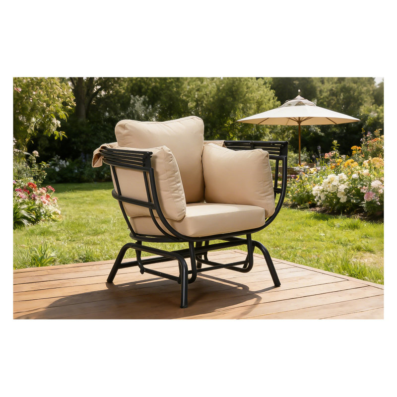 Sunnydaze Modern Luxury Egg Chair with Powder-Coated Steel Frame, Black and Taupe