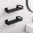 Black Tempered Glass Wall Shelves 2 Pack, Rectangular Aluminum Floating Shelves For Bathrooms