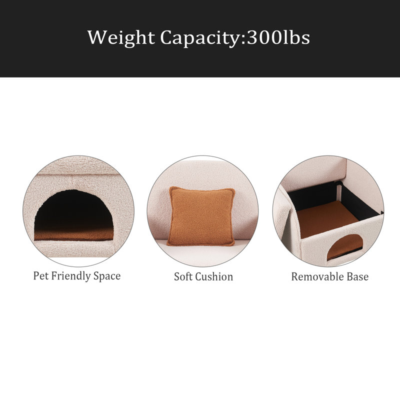 Mobilier de style 2 en 1 avec rembourrage lombaire en sherpa pour animaux de compagnie