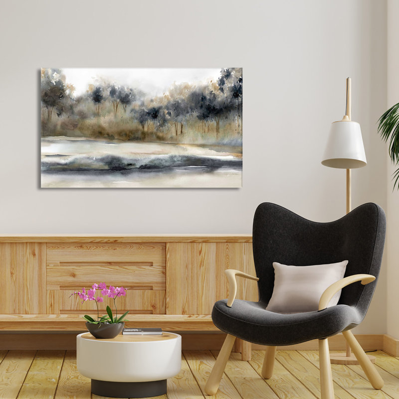 Silent River - Peinture, L 40 po x H 24 po, Toile tendue