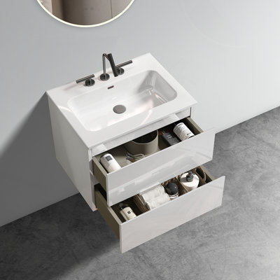 Meuble-lavabo mural 24 po avec lavabo en céramique