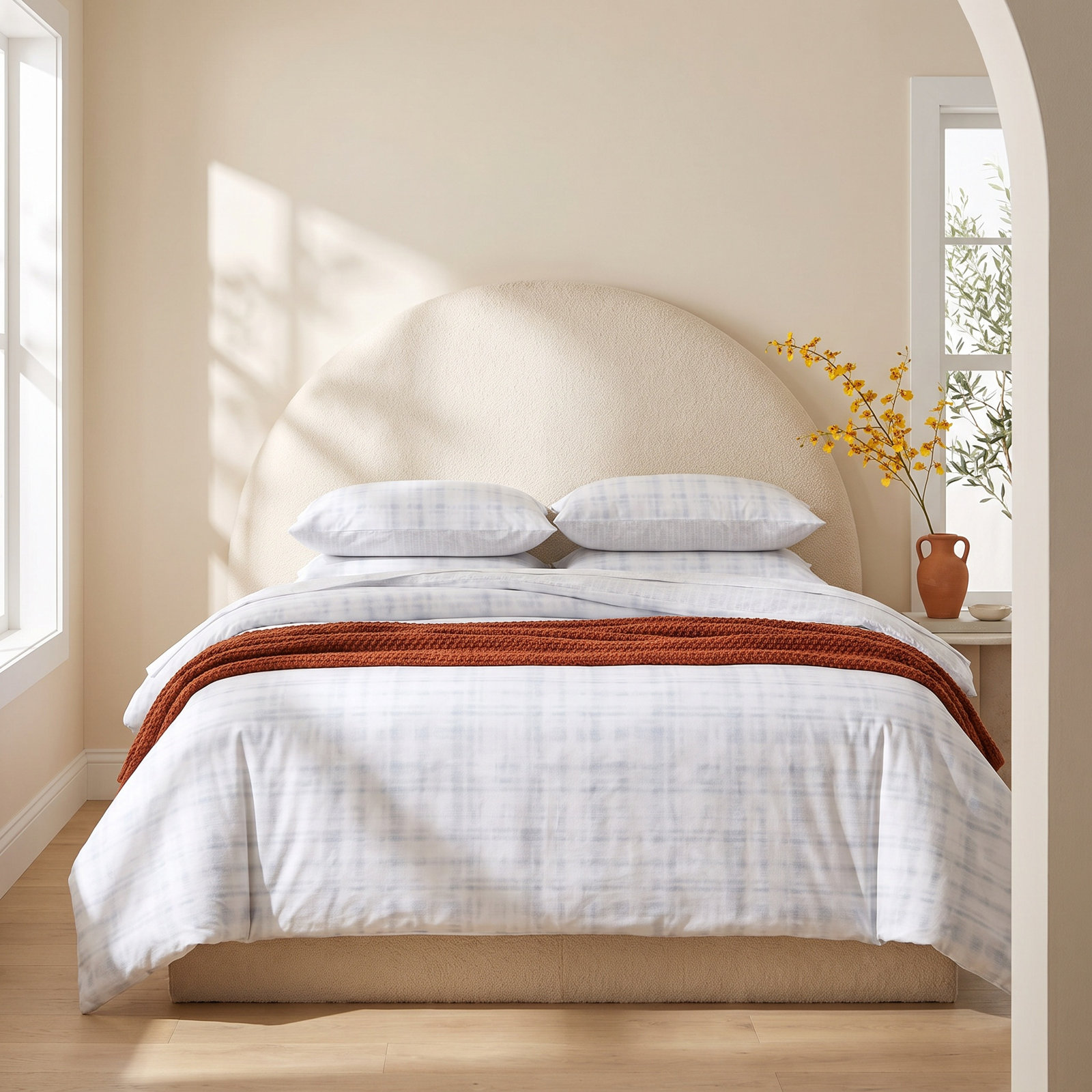 Plaid Cotton Comforter Set, Queen Comforter + 2 Standard Shams