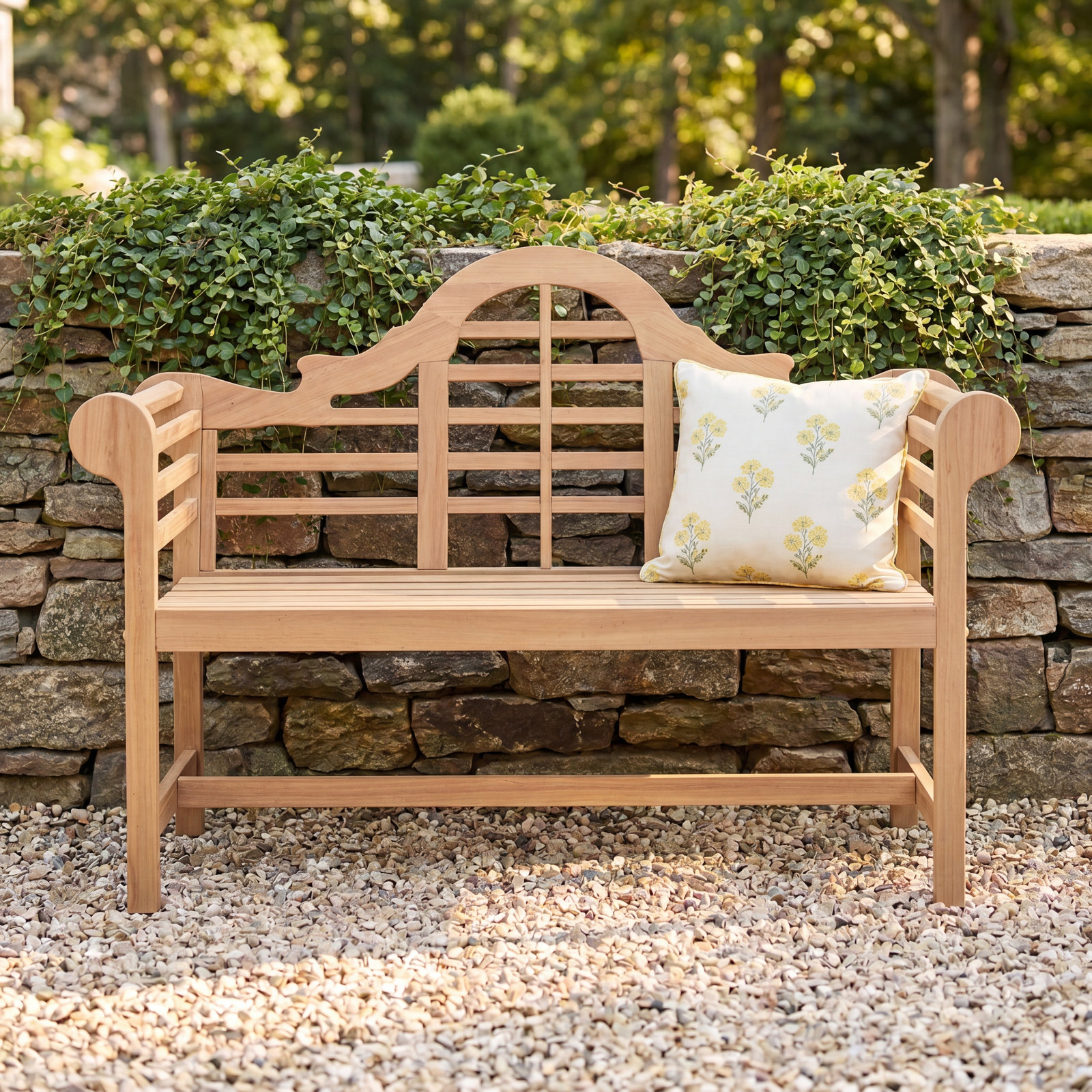 Bea Teak Outdoor Bench, 38.75" H x 54.25" W x 23.5" D