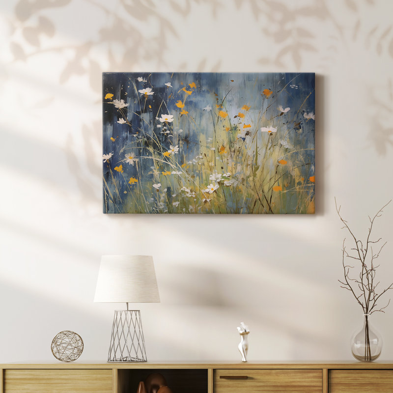 FLORAL CCXIV - Toile tendue avec châssis de qualité supérieure - Prêt à être accroché, H 40 po x l 60 po