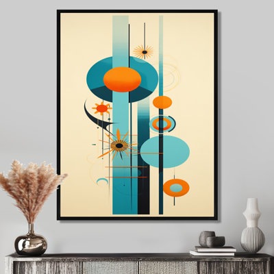 Geometric Balance Blue Circular - Midcentury Wall Art