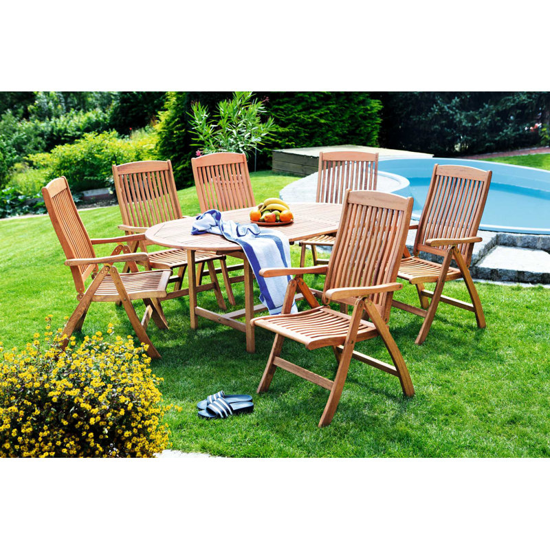 Scottsdale 6 - Person Wood Patio Dining Set with Extendable Oval Table