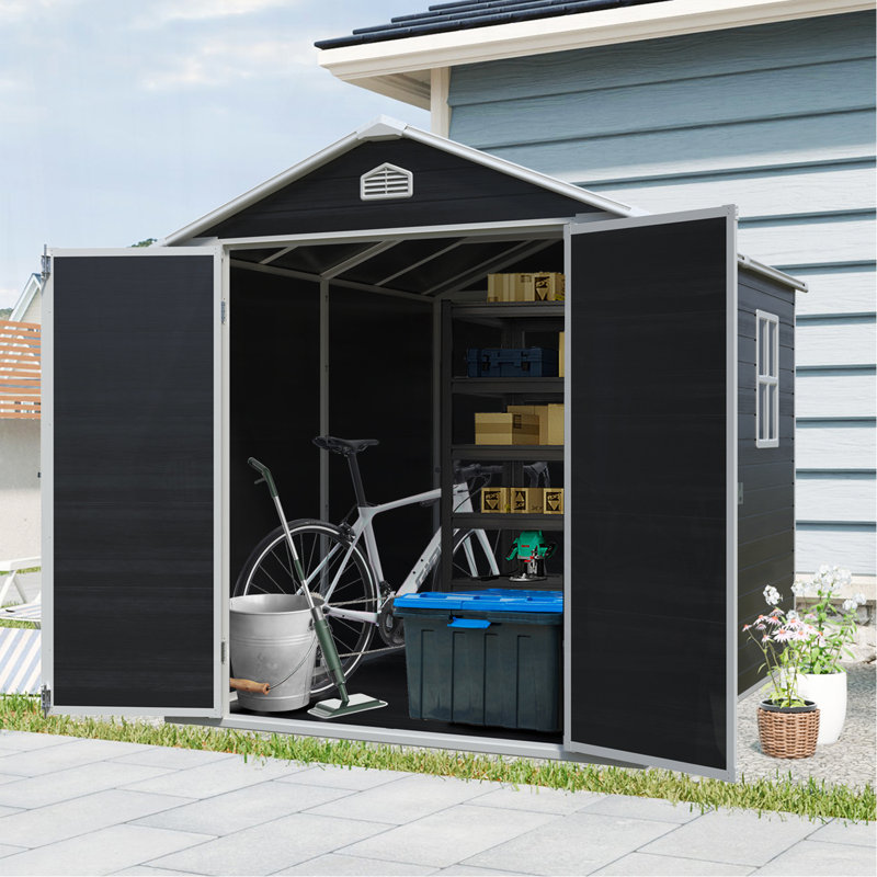 Ensemble de remise pour l'extérieur 6 pi x 8 pi - parfait pour ranger les meubles de patio, noir