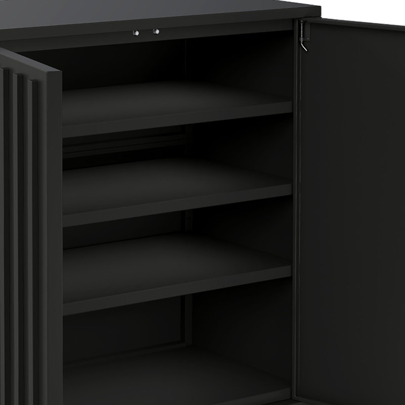  Armoire de rangement à chaussures à 5 niveaux avec tablettes et portes réglables, Noir