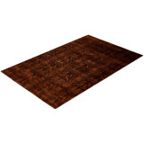 Overdyed Hand-Knotted Wool Modern-Contemporary Brown Area Rug 5' 10" x 9' 1"
