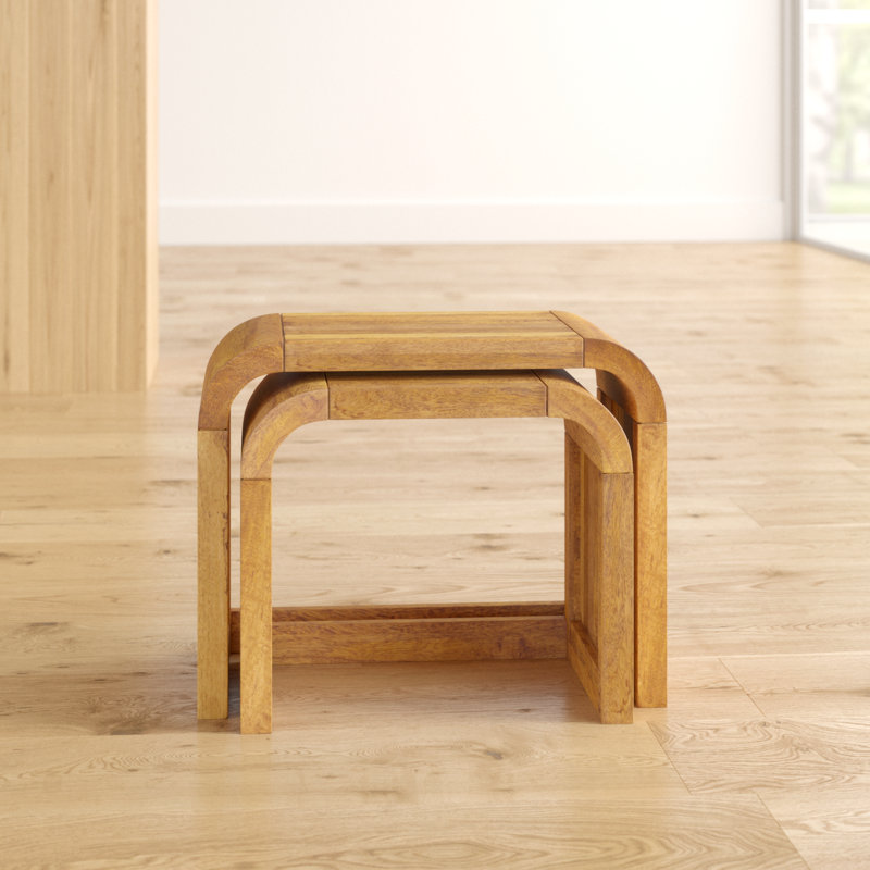 Acton Solid Wood Sled Nesting Tables, Mango