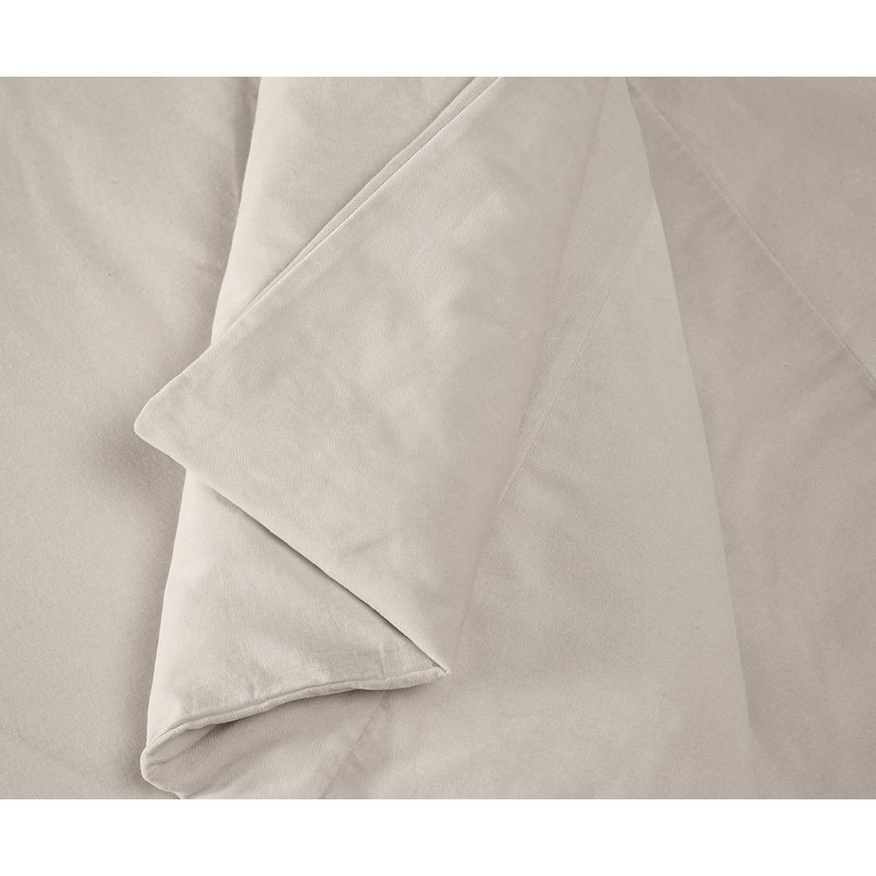 Brooklyn Loom Matte Cotton Velvet Duvet Set, Gray, Queen Duvet Cover + 2 Standard Shams