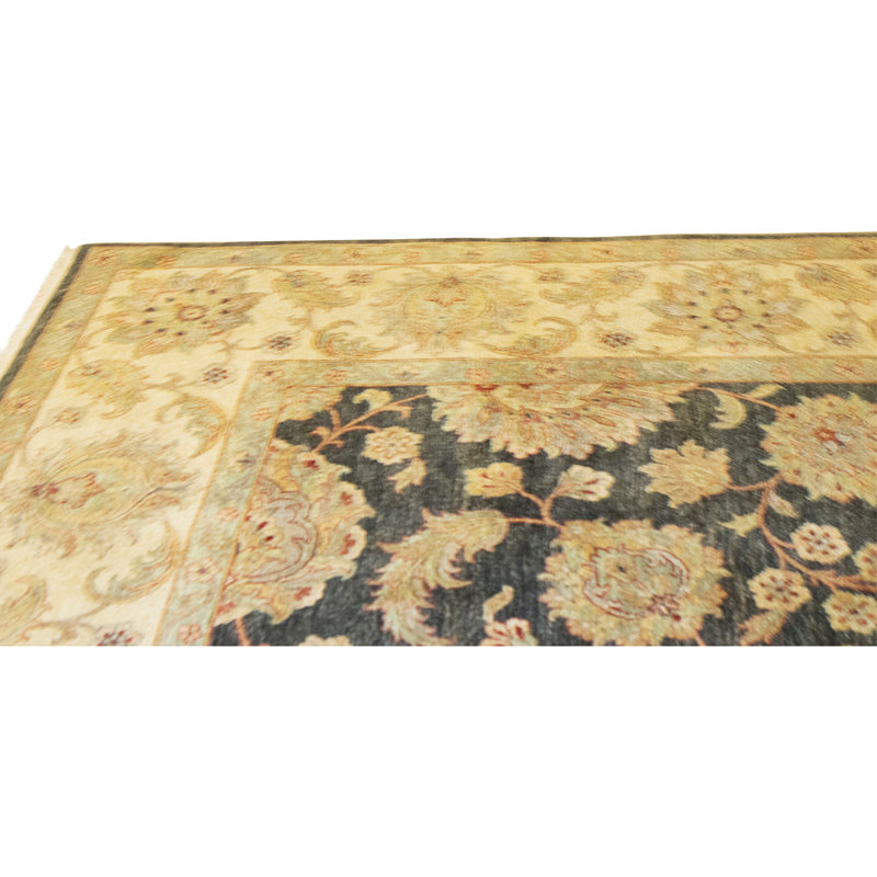 High-Quality Hand-Knotted Black And Gold Area Rug