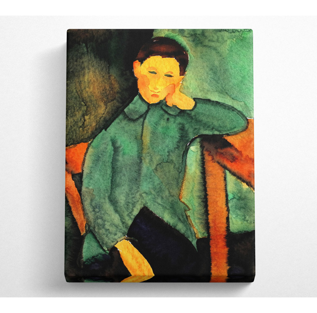 Modigliani Junge in blauer Jacke - Leinwanddrucke auf Wrapped Canvas