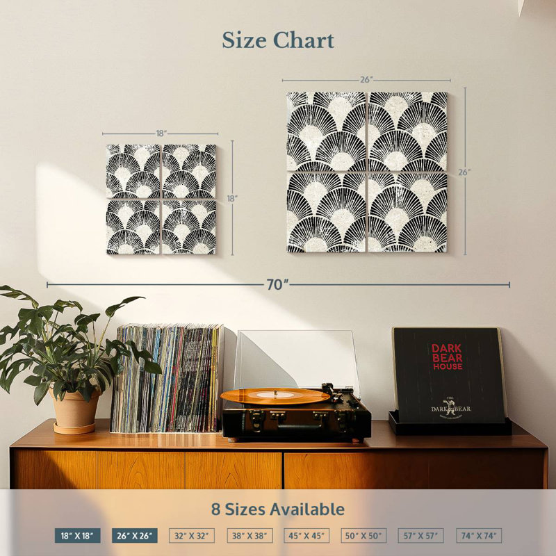 Blanc art déco I, H 18 po x l 18 po