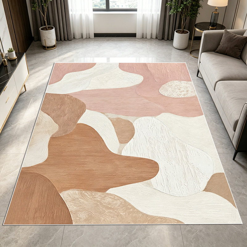 1PC Abstract Neutral Terracotta Blush Wavy Pattern area rugs for Living Room, Soft and Comfortable, Suitable for all seasons, easy-to-maintain, machine washable Indoor floor mat, Under Table Farmhouse suitable for Dining Room, Bedroom, Entryway,