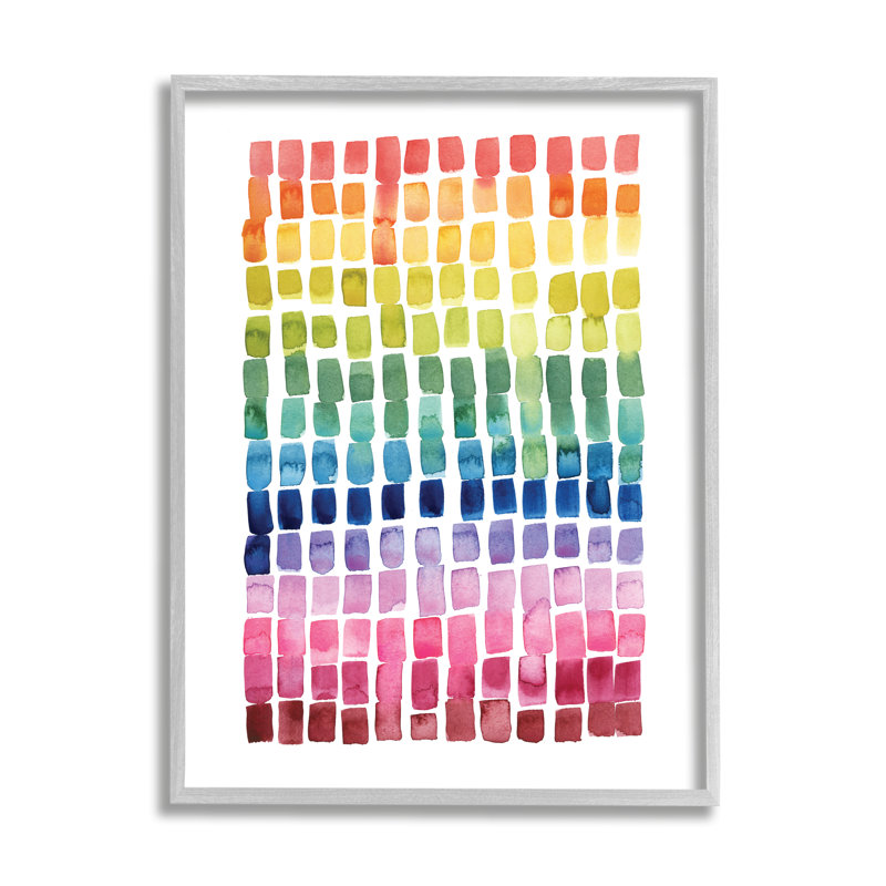 Carreaux de blocs géométriques Modern Rainbow Abstraction, H 20 po x l 16 po, Estampe numérique Farmhouse