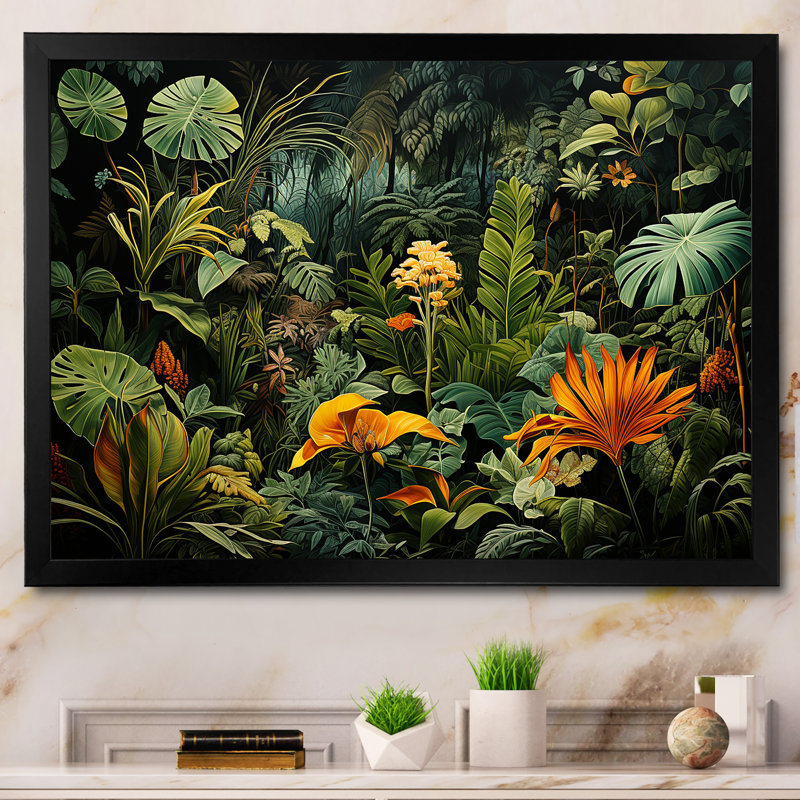Sounds of the Jungle I - Jungle, art mural encadré, Cadre simple noir, H 24 po x l 32 po x P 1 po