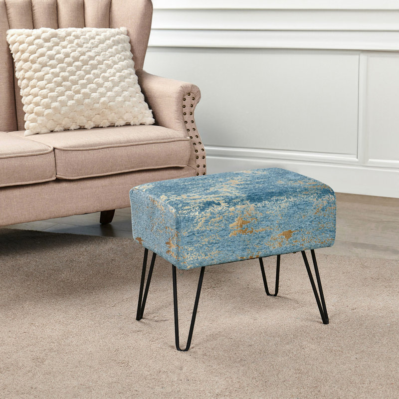 48.3cm Wide Rectangle Abstract Standard Ottoman, Turquoise