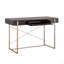 Bureau en bois gris anthracite avec pieds en X dorés