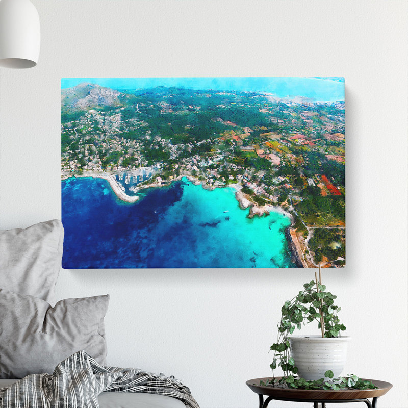 Over Mallorca In Spain - Wrapped Canvas Painting, 50cm H x 76cm W x 3cm D